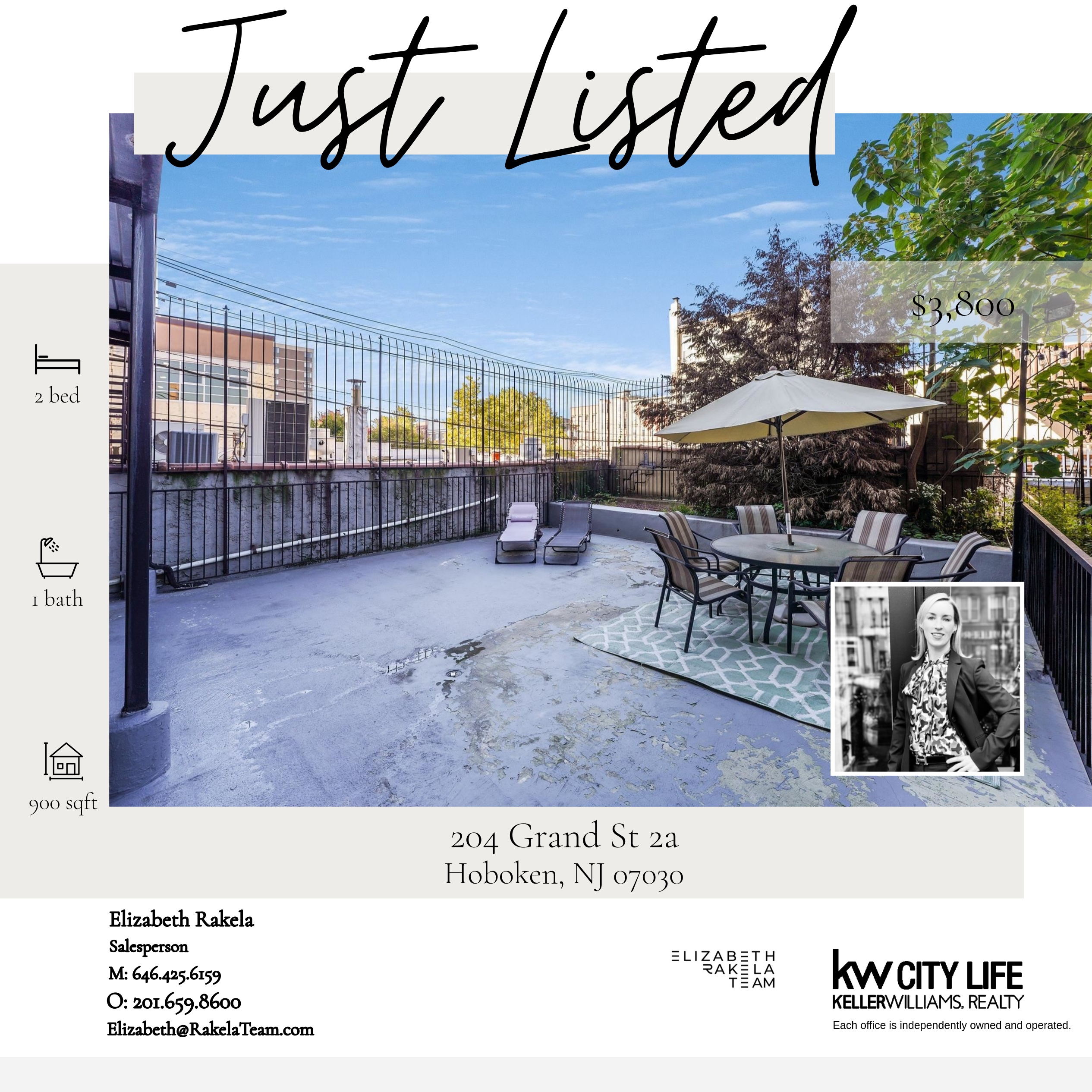 JUST LISTED FOR RENT! 204 Grant Street Apt 2A, Hoboken