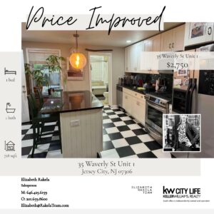 Price Improved! 35 Waverly Street Unit 1, Jersey City