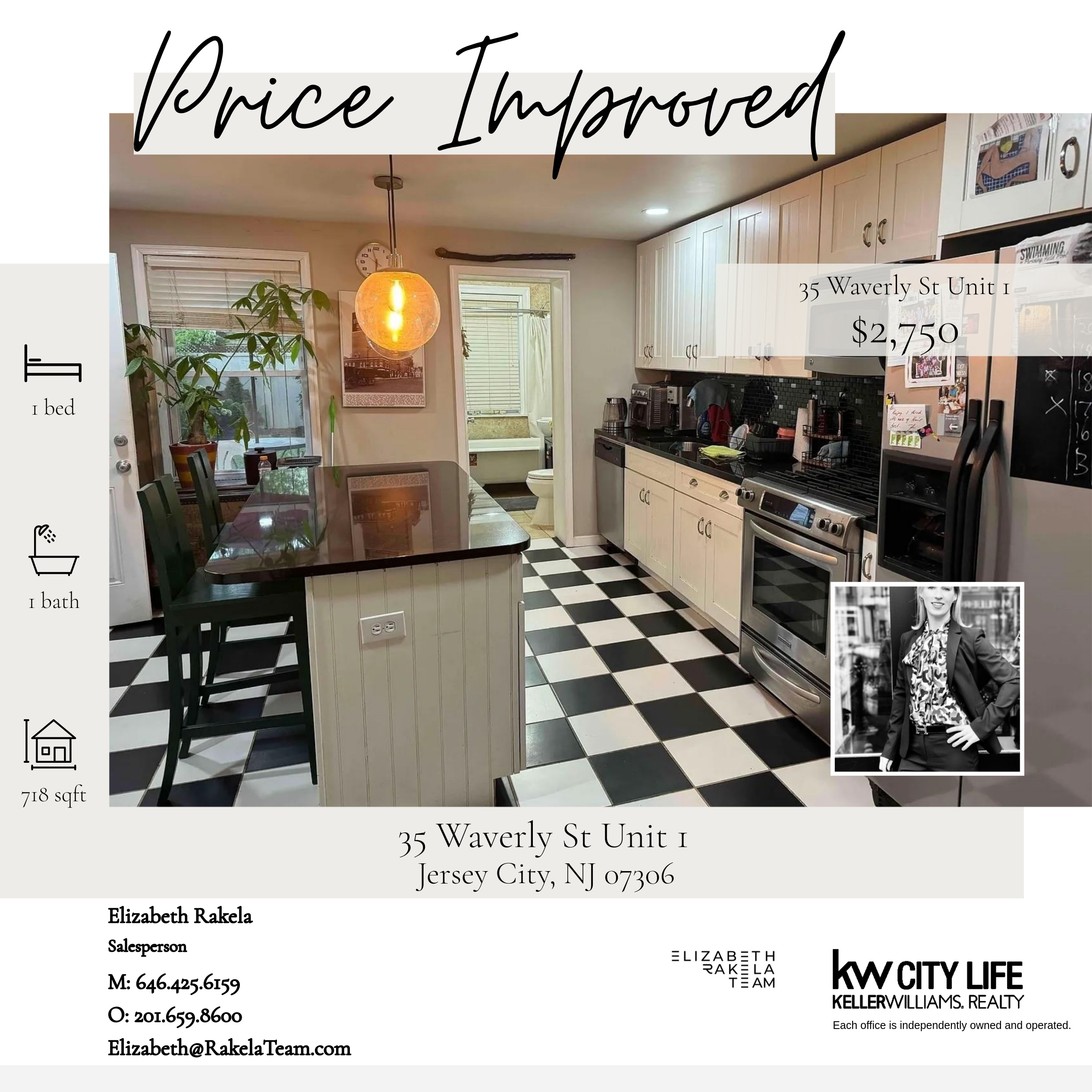 Price Improved! 35 Waverly Street Unit 1, Jersey City