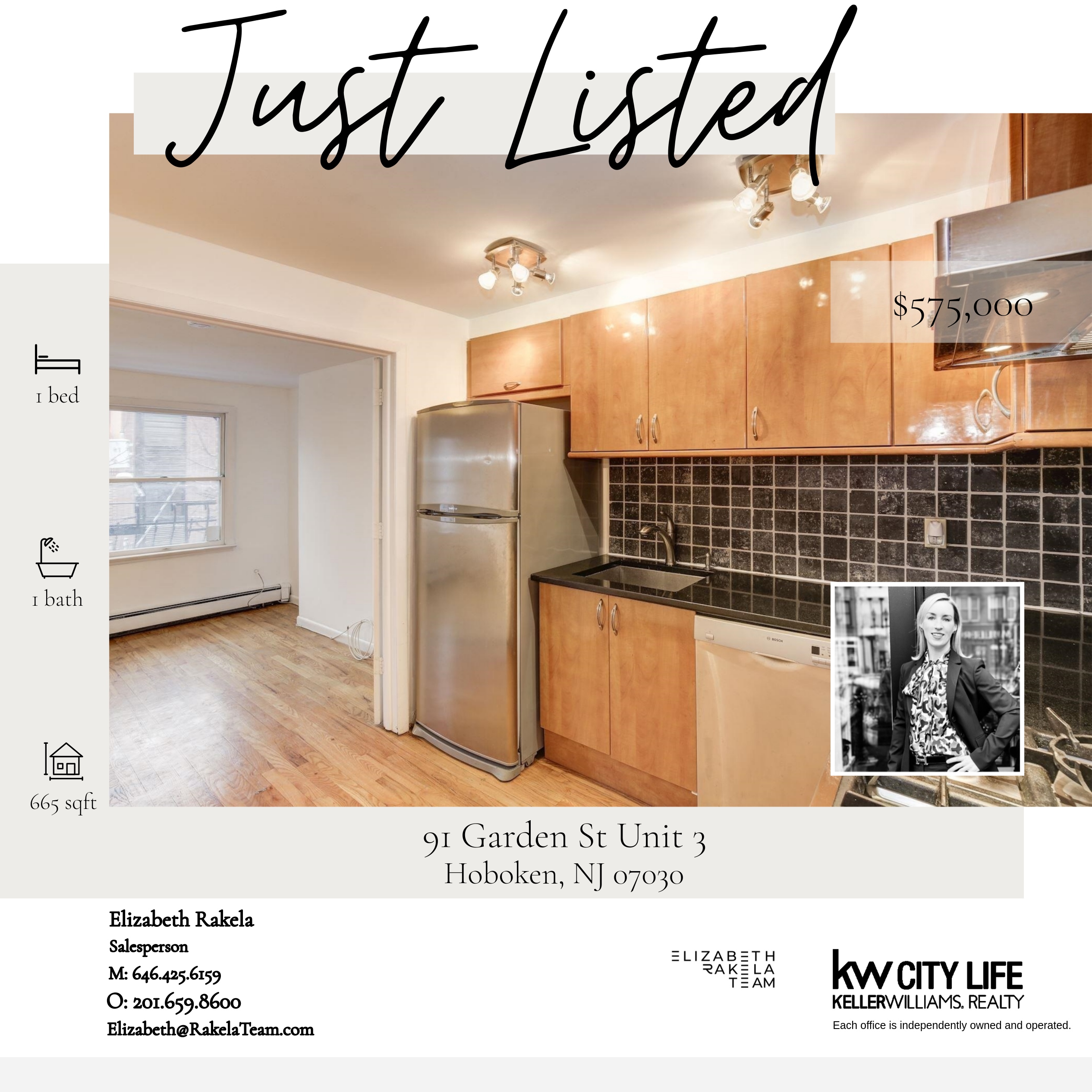 Just Listed! 91 Garden Street Unit 3, Hoboken NJ