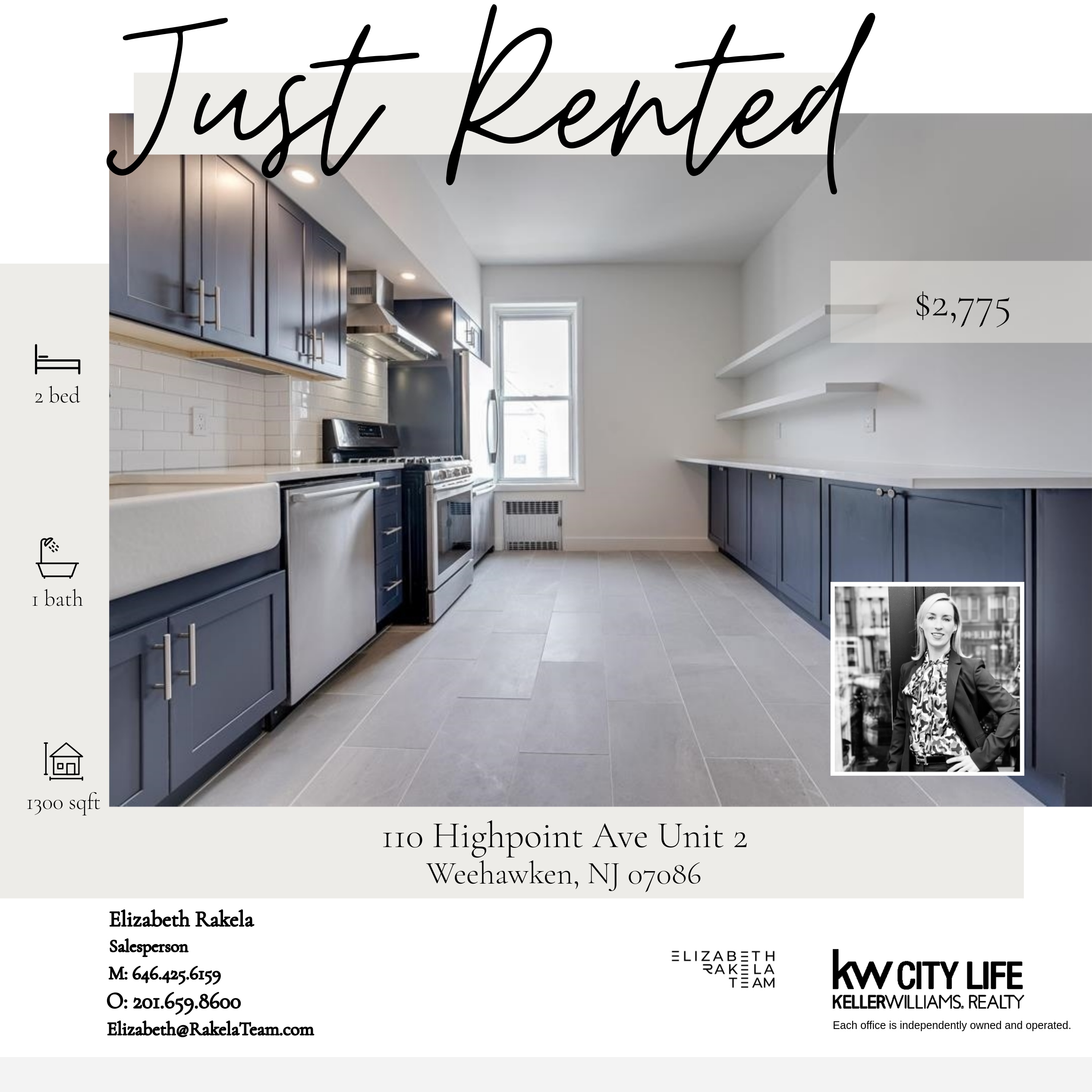 Just Rented! 110 Highpoint Avenue Unit 2 Weehawken