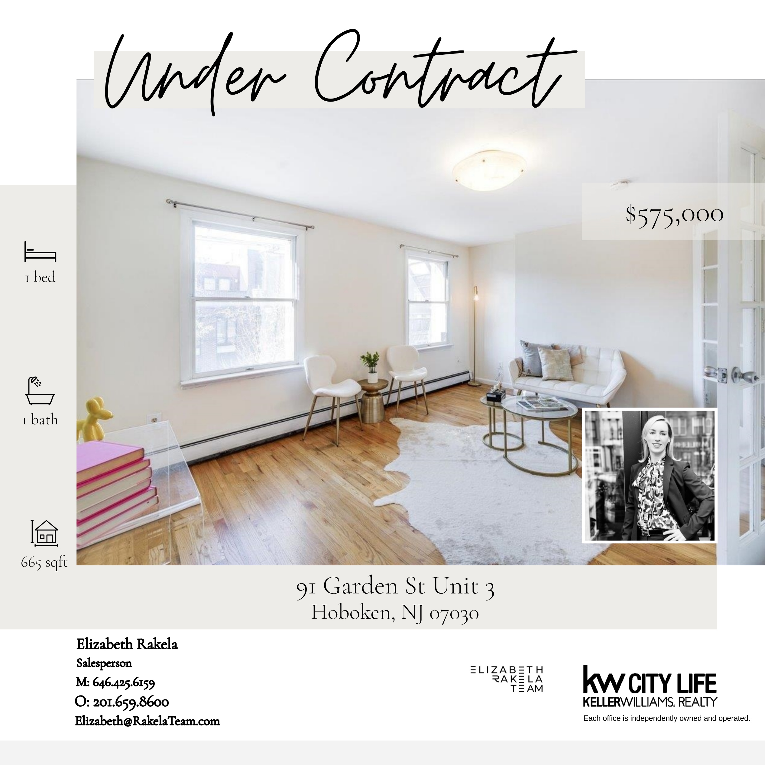 Under Contract! 91 Garden Street Unit 3, Hoboken