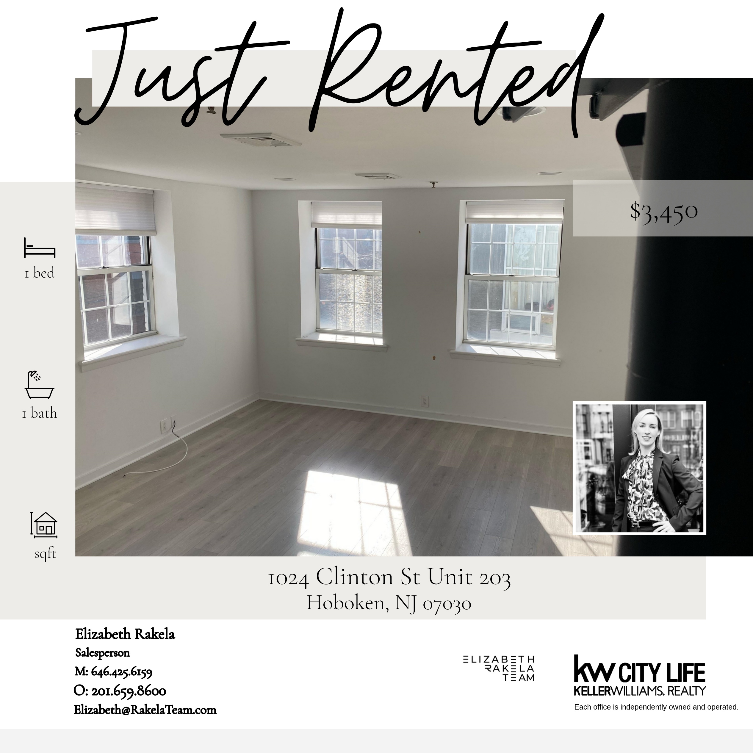 Just Rented! 1024 Clinton Street Unit 203, Hoboken