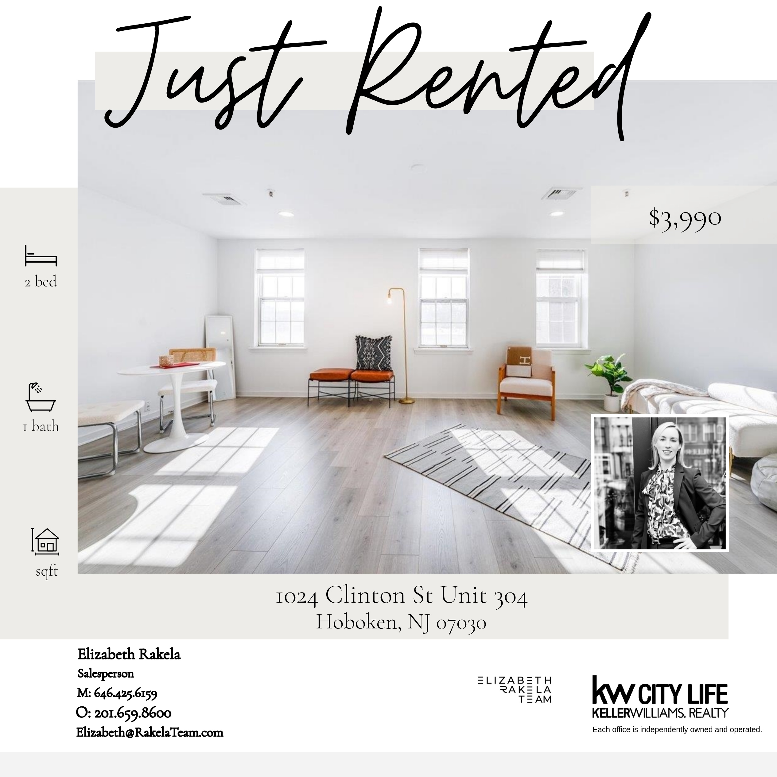 Just Rented! 1024 Clinton Street Unit 304, Hoboken