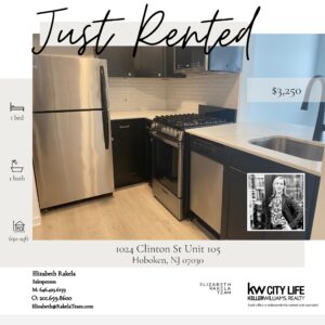 Just Rented! 1024 Clinton Street Unit 105, Hoboken