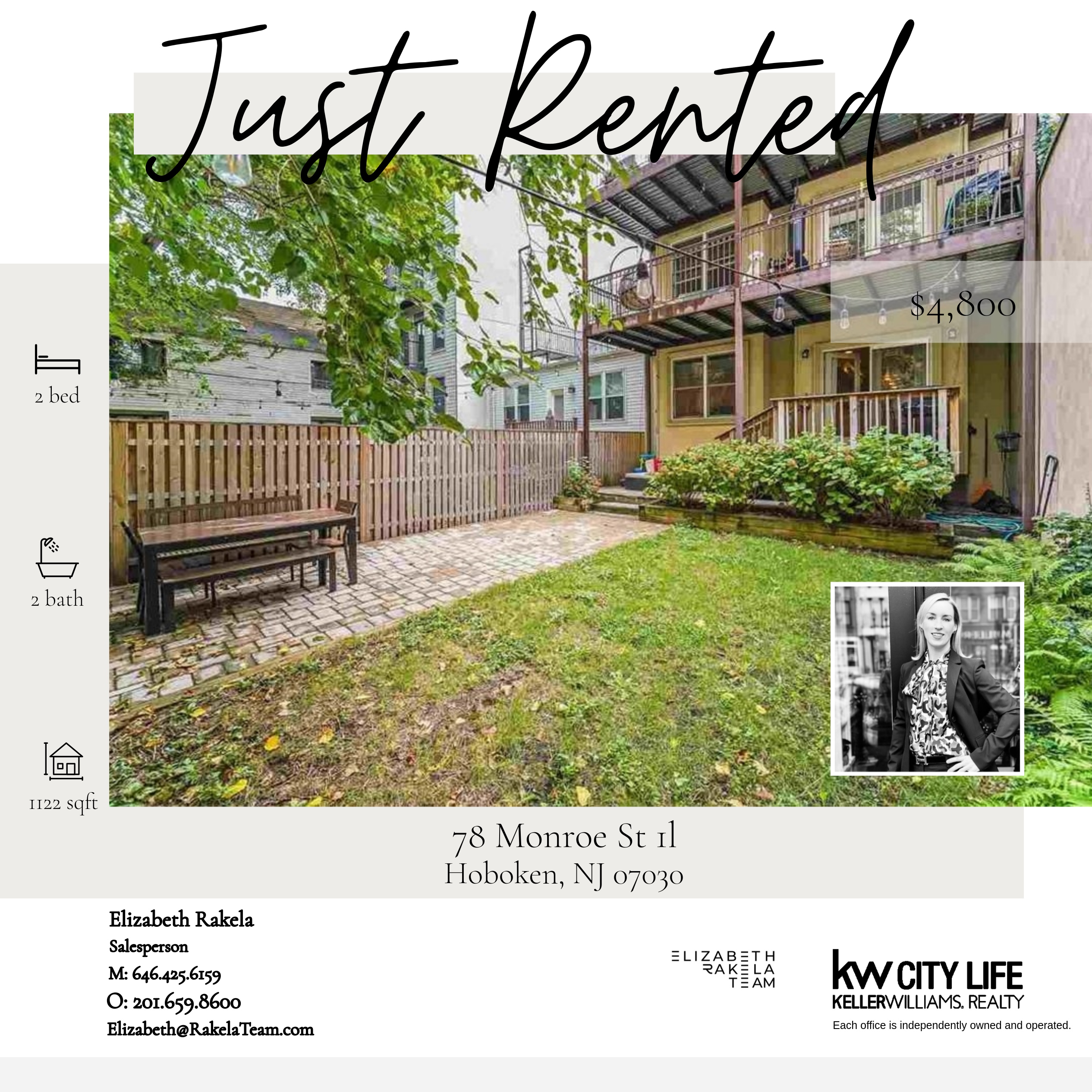 Just Rented! 78 Monroe Street Unit 1, Hoboken