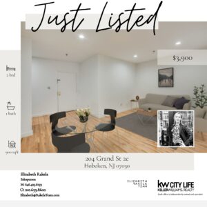 Just Listed for Rent! 204 Grand Street Unit 2E, Hoboken